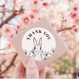 Classic Pink Bunny Floral bedankt Ronde Sticker