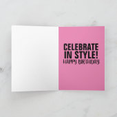 CLASSIC PINK CAR BIRTHDAY KAART (Binnen)