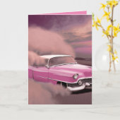 CLASSIC PINK CAR BIRTHDAY KAART (Gele Bloem)
