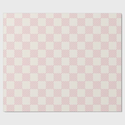 Classic Pink & Cream Diagonal Check Wrapping Paper Cadeaupapier (Vlak)