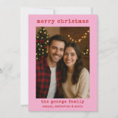 Classic Pink Festive Photo Collage Christmas Card (Voorkant)