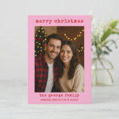 Classic Pink Festive Photo Collage Christmas Card (Staand voorkant)