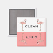 Classic Pink Flamingo Clean Dirty Dishwasmachine Magneet (Voorkant / Achterkant)