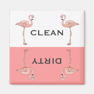 Classic Pink Flamingo Clean Dirty Dishwasmachine Magneet