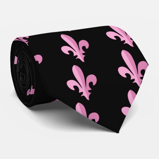 Classic Pink Fleur de lis Stropdas (Opgerold)