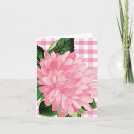 Classic Pink Flower Gingham Patten  Note Card Notitiekaartje