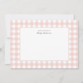 Classic Pink Gingham Baby shower Dank je wel kaart (Voorkant)