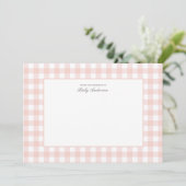 Classic Pink Gingham Baby shower Dank je wel kaart (Staand voorkant)