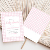 Classic Pink Gingham Baby shower Kaart