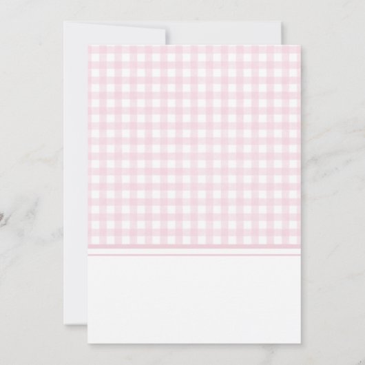 Classic Pink Gingham Baby shower Kaart (Achterkant)