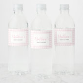 Classic Pink Gingham Baby shower Waterfles Etiket (Flessen)