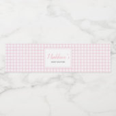 Classic Pink Gingham Baby shower Waterfles Etiket (Enkel label)