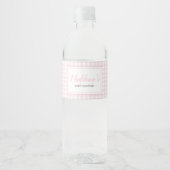 Classic Pink Gingham Baby shower Waterfles Etiket (Voorkant)