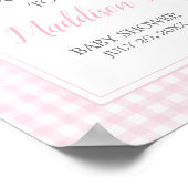 Classic Pink Gingham Baby shower Welkom Poster (Hoek)