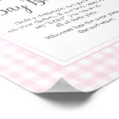 Classic Pink Gingham Baby shower zeg geen Baby Poster (Hoek)