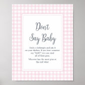 Classic Pink Gingham Baby shower zeg geen Baby Poster (Voorkant)