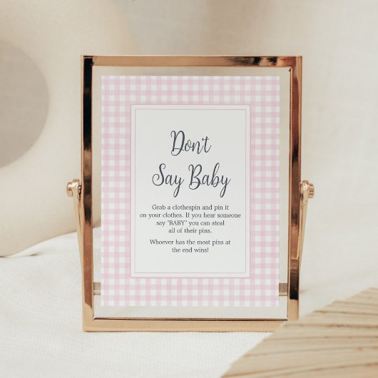 Classic Pink Gingham Baby shower zeg geen Baby Poster