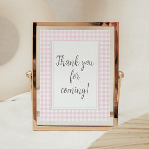 Classic Pink Gingham Bedankt voor uw komst Poster