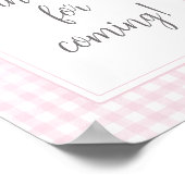 Classic Pink Gingham Bedankt voor uw komst Poster (Hoek)