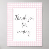 Classic Pink Gingham Bedankt voor uw komst Poster (Voorkant)