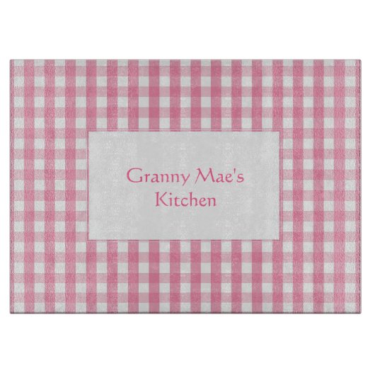 Classic Pink Gingham Check Patroon Snijplank (Voorkant)