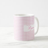 Classic Pink Gingham Personalized Name  Koffiemok (Voorkant rechts)