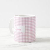 Classic Pink Gingham Personalized Name  Koffiemok (Voorkant links)