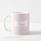 Classic Pink Gingham Personalized Name  Koffiemok (Links)