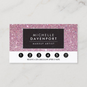 Classic Pink Glitter Salon Loyalty Punch Kaart