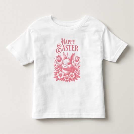 Classic Pink Happy Easter Bunny Kinder Shirts (Voorkant)