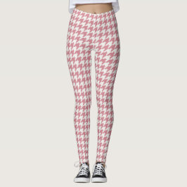 Classic Pink Houndstooth Pattern-Leggings Leggings