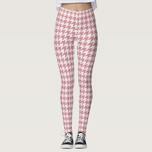 Classic Pink Houndstooth Pattern-Leggings Leggings (Voorkant)