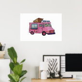 Classic pink ice cream truck with cone on top poster (Thuiskantoor)