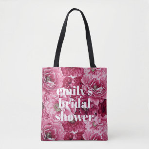 Classic Pink Peonies Clusters Aangepast Vrijgezell Tote Bag