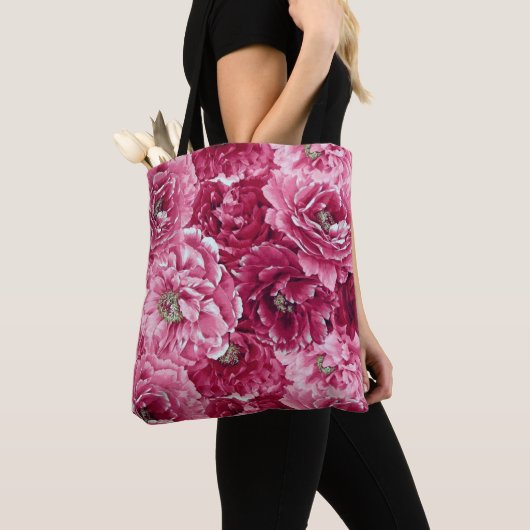 Classic Pink Peonies Clusters Canvas tas (Dichtbij)