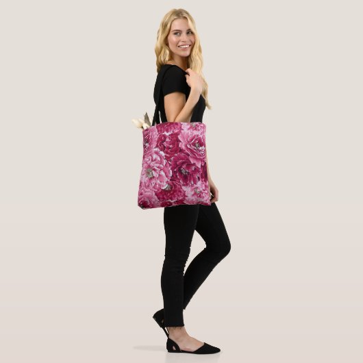 Classic Pink Peonies Clusters Canvas tas (Op model)