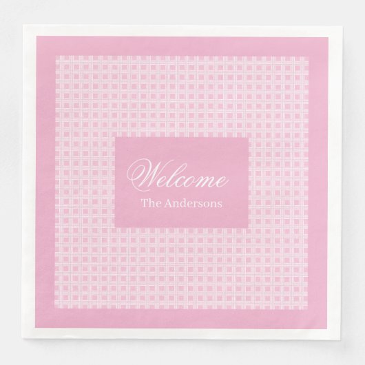 Classic Pink Plaid Napkins Personalized Touch Servet (Voorkant)