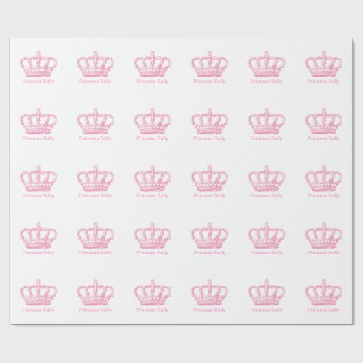 Classic Pink Princess Crown Cadeaupapier (Vlak)