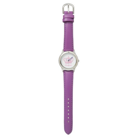 Classic Pink Princess Crown Horloge (Vlak)
