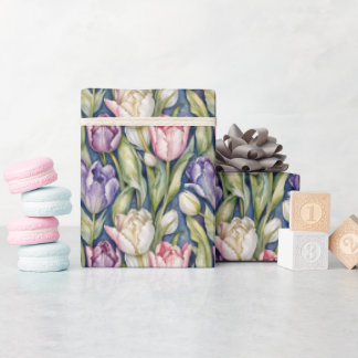 Classic Pink, Purple, Whute Tulips Cadeaupapier