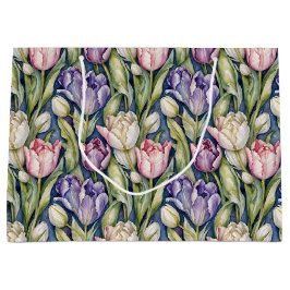 Classic Pink, Purple, Whute Tulips Groot Cadeauzakje