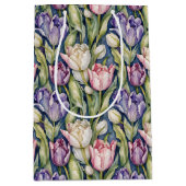 Classic Pink, Purple, Whute Tulips Medium Cadeauzakje (Voorkant)