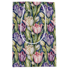 Classic Pink, Purple, Whute Tulips Medium Cadeauzakje