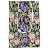 Classic Pink, Purple, Whute Tulips Medium Cadeauzakje (Achterkant)