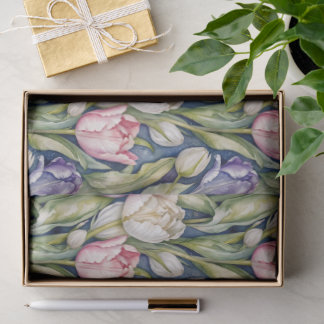 Classic Pink, Purple, Whute Tulips Tissuepapier