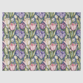 Classic Pink, Purple, Whute Tulips Tissuepapier