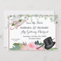 CLASSIC Pink Rose Floral Weddenschap Opslagdatum