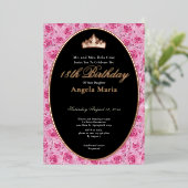 Classic Pink Roses 18th Birthday Debut Rose Gold Folie Uitnodiging (Staand Voorkant)