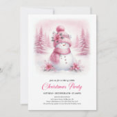 Classic Pink Snowman Kids Digital Christmas Invite Kaart (Voorkant)