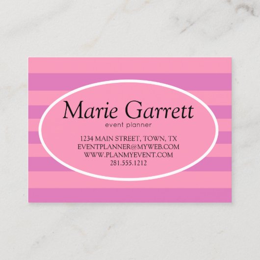 Classic Pink Stripe Visitekaartje (Achterkant)